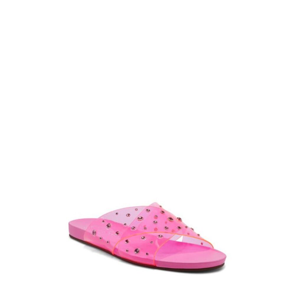 JESSICA SIMPSON Womens Pink Clear Straps Tislie Slip On Slide Sandals 6.5 M